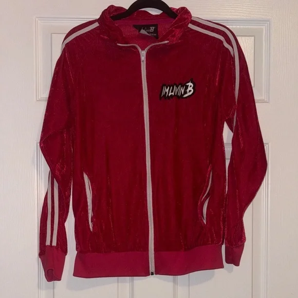 Vibrant pink velour Bomber Jacket by IMLIVINB - Picture 1 of 3